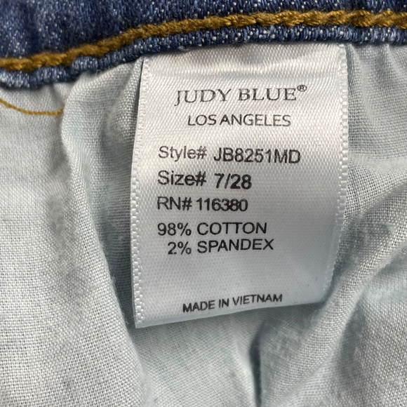 Judy Blue Cuffed Straight Leg Distressed Medium Wash Jeans Size 7/28 - Picture 12 of 12